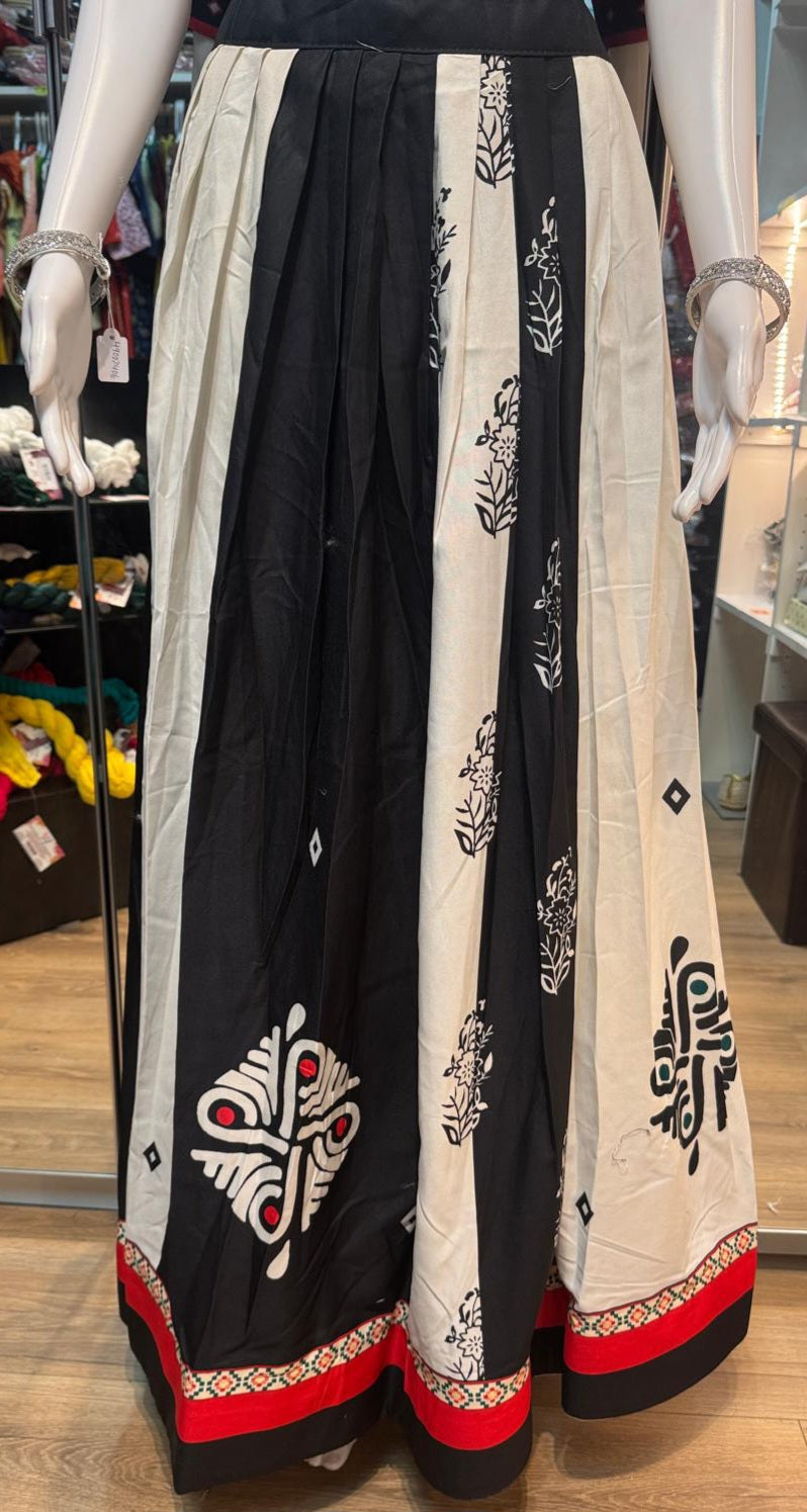 Elegant Black And White Color Chaniya Choli With Printed Work For Women