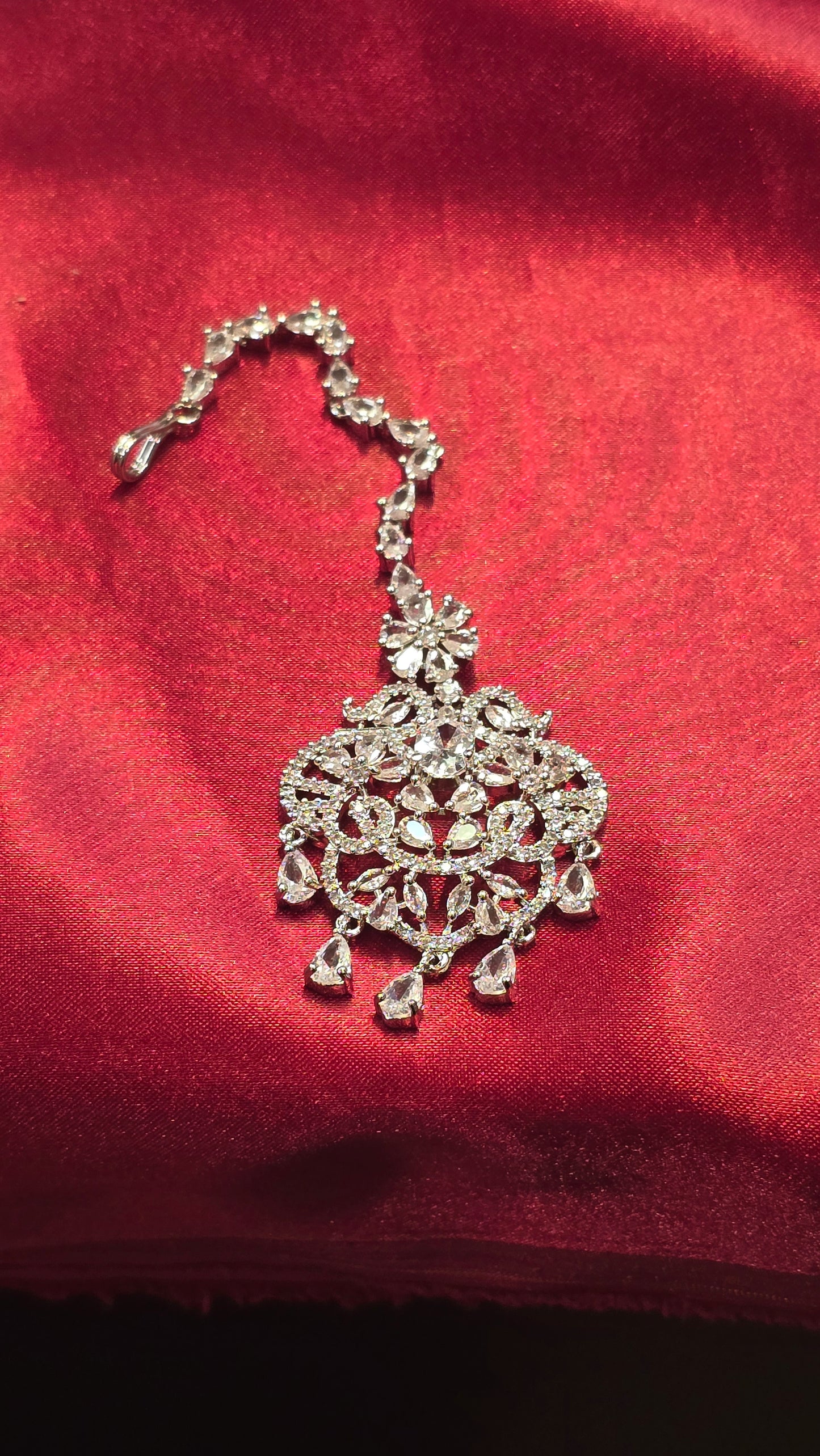 Attractive White Stone Colored With American Diamond Tikkas For Women