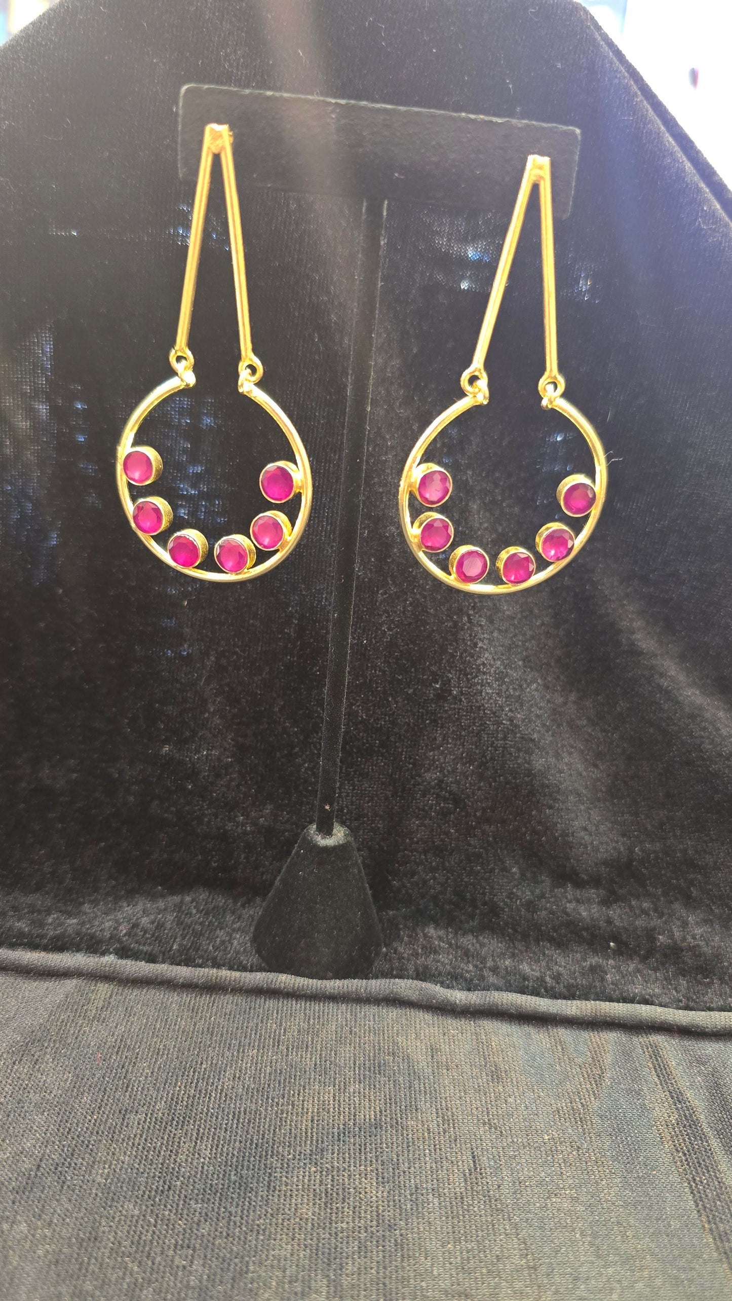Beautiful Maroon Color Gold Plated Earrings Near Me