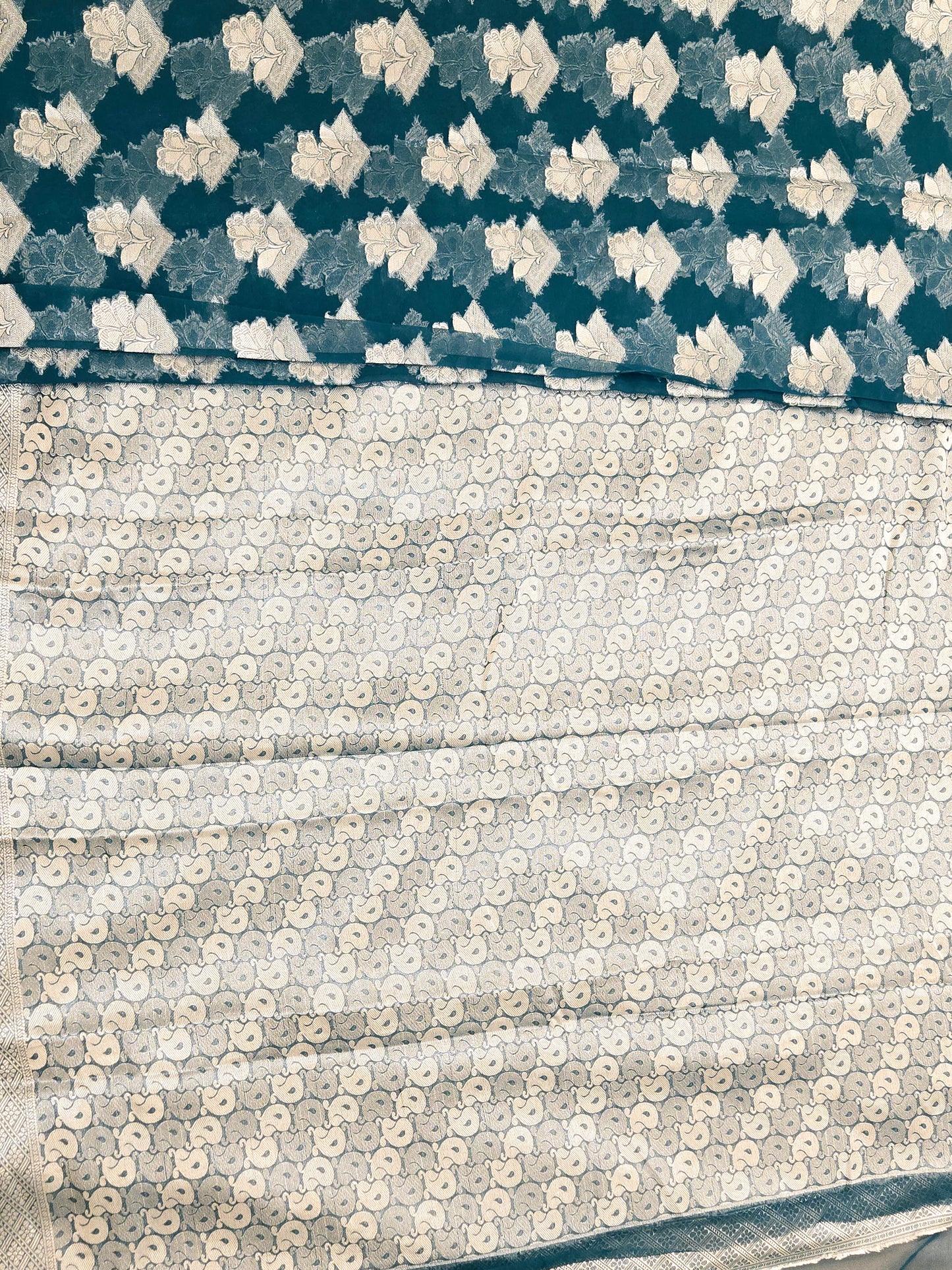Sea Green Color Georgette Saree With Silver Design In Tempe