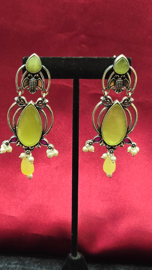 Mesmerizing Pastel Green Color Hanging Earrings For Women