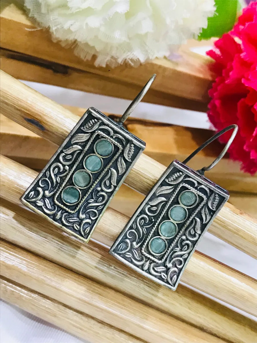 Dual Tone Oxidized Handcrafted Earrings In Phoenix