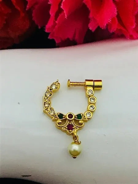 Nose Pin With Multi Stone In  Casa grande