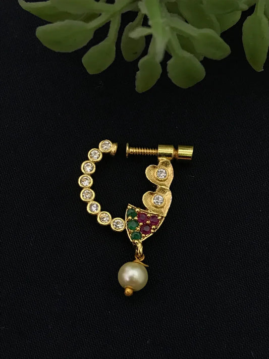 Charming Trendy Design Gold Plated Nose Pin