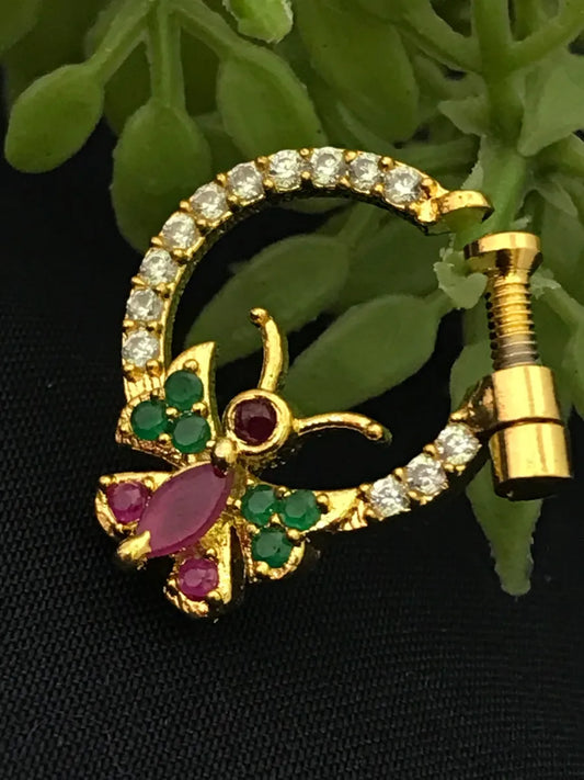 Adorable Butterfly Design Gold Plated Nose Ring