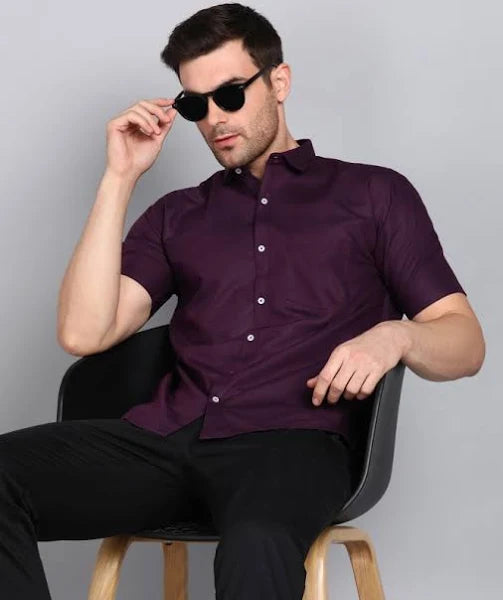 Purple Color Silk Men's Shirt Near Me