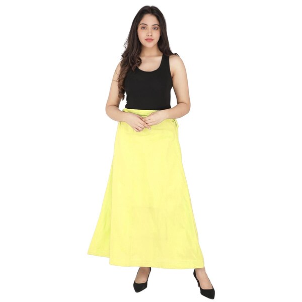 Elegant Light Yellow Color Cotton Embroidered Petticoat For Women