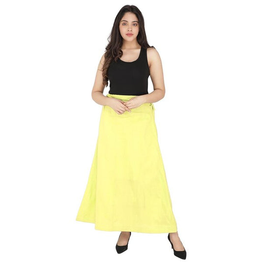 Elegant Light Yellow Color Cotton Embroidered Petticoat For Women
