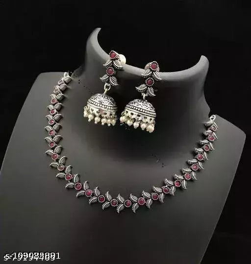 Vintage Design Sleek Necklace Set With Jhumka Earrings Near Me