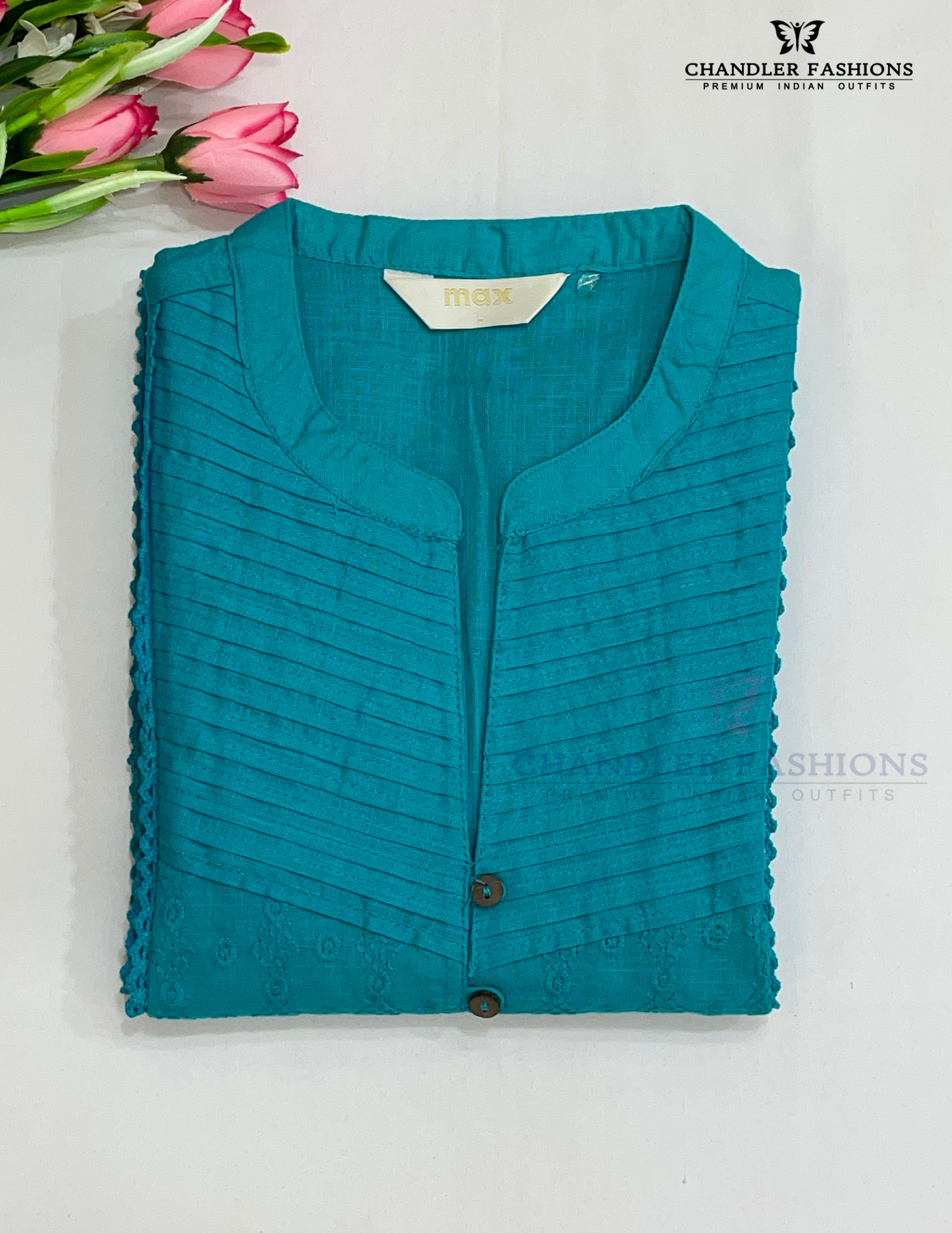 Teal Blue Color Cotton Kurti With Pocket Near Me