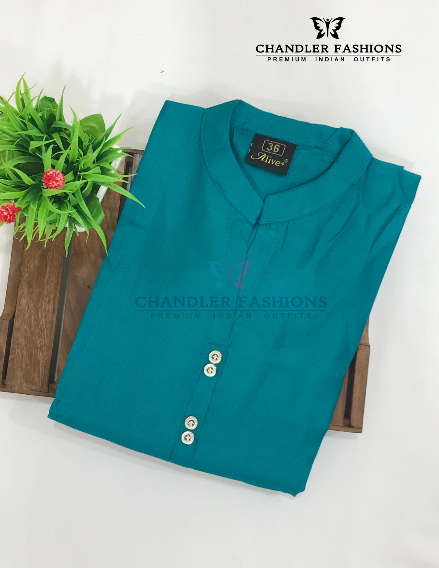 Rama Green Color Self Design Cotton Kurti In USA