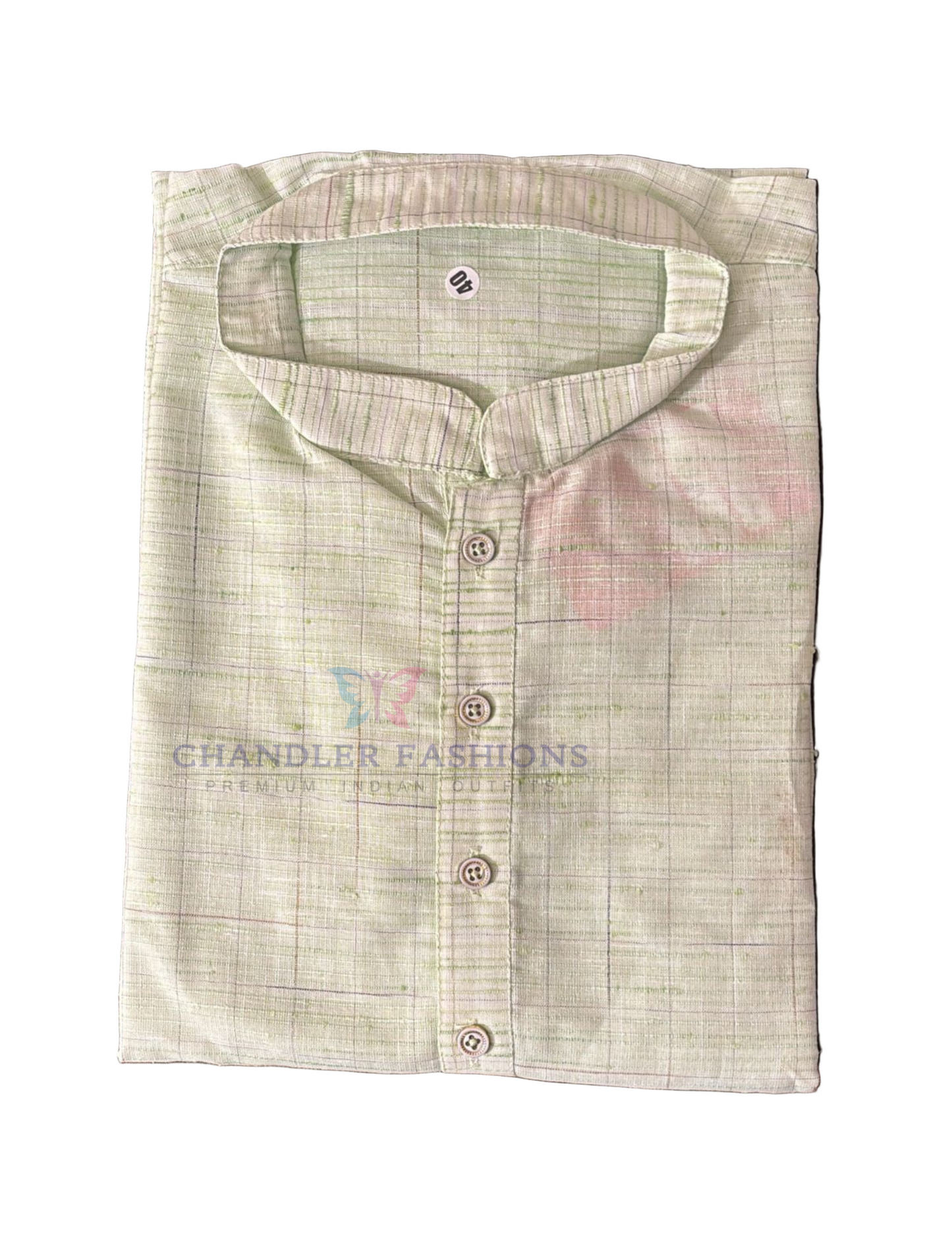 Green Color Designer Men's Kurta With Pajama Pant In Yuma