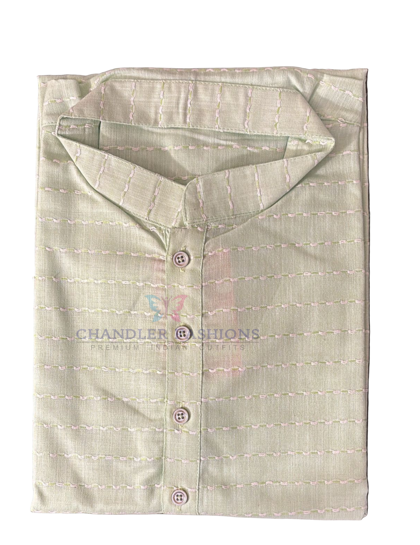 Green Color Men's Kurta With Pajama Pant In Yuma