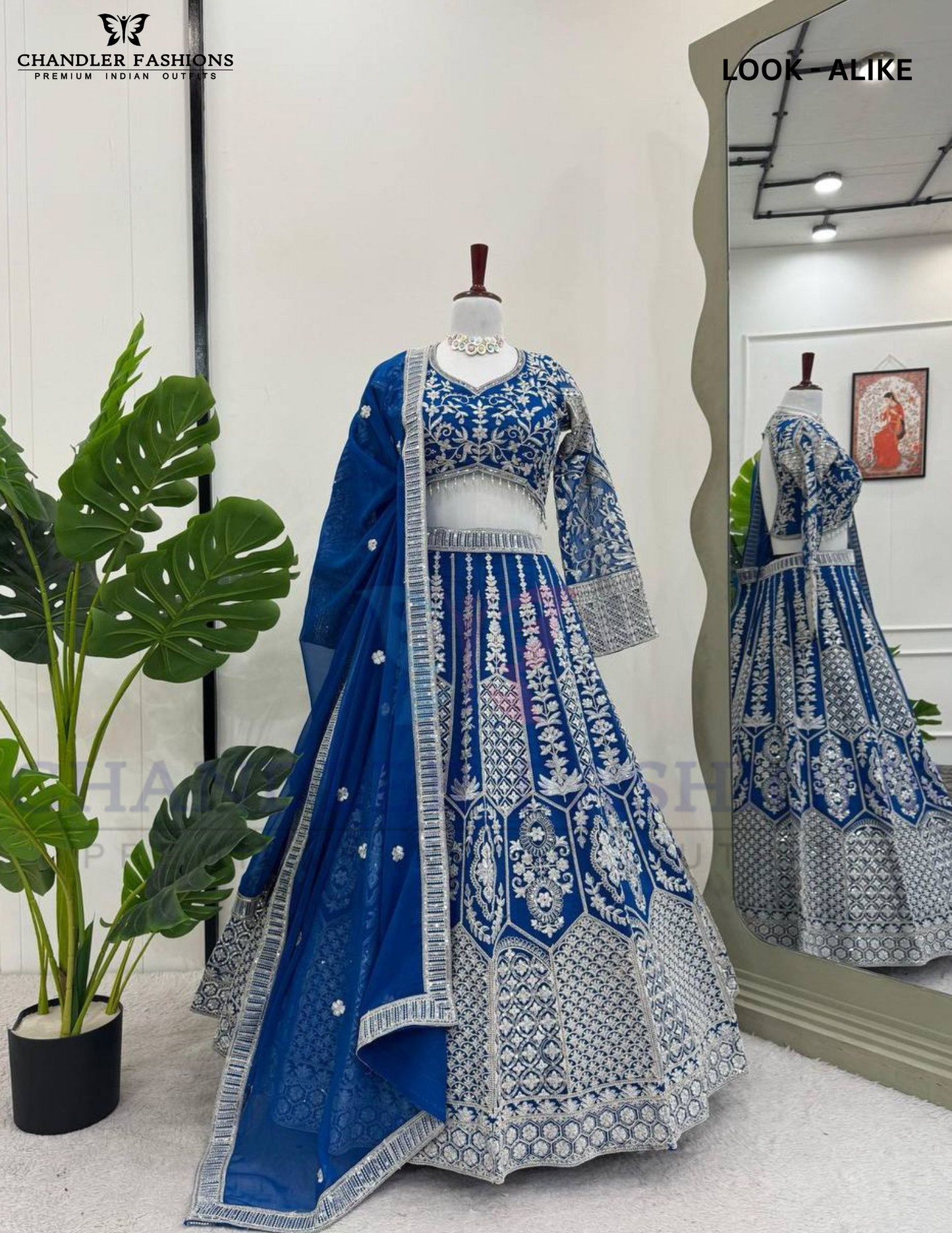 Elegant Blue Color Faux Georgette With Sequins Work Wedding Lehenga Choli For Women