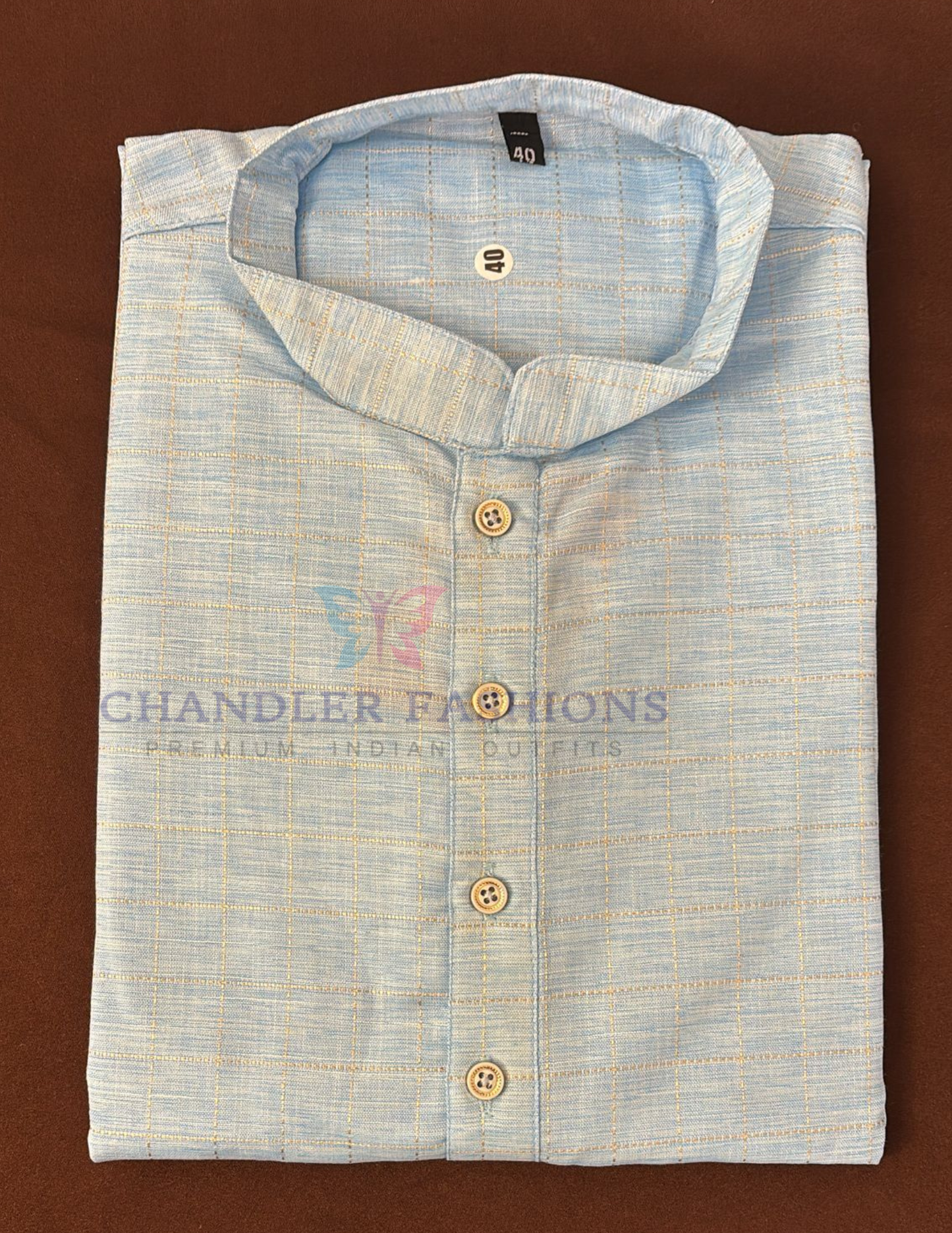 Blue Color Cotton Men's Kurta In Suncity