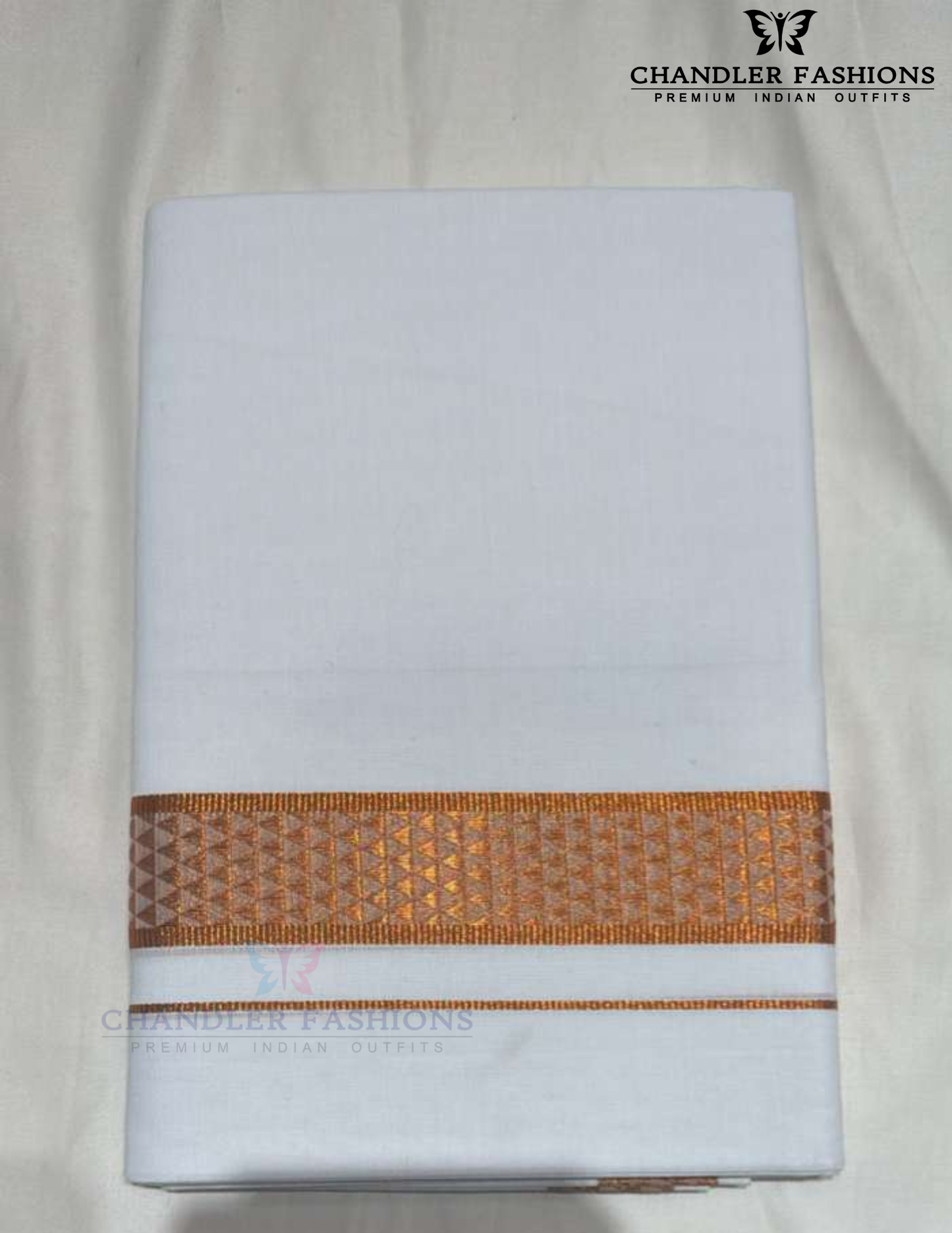 Elegant Men's White Color Pure Cotton With Zari Border Dhoti