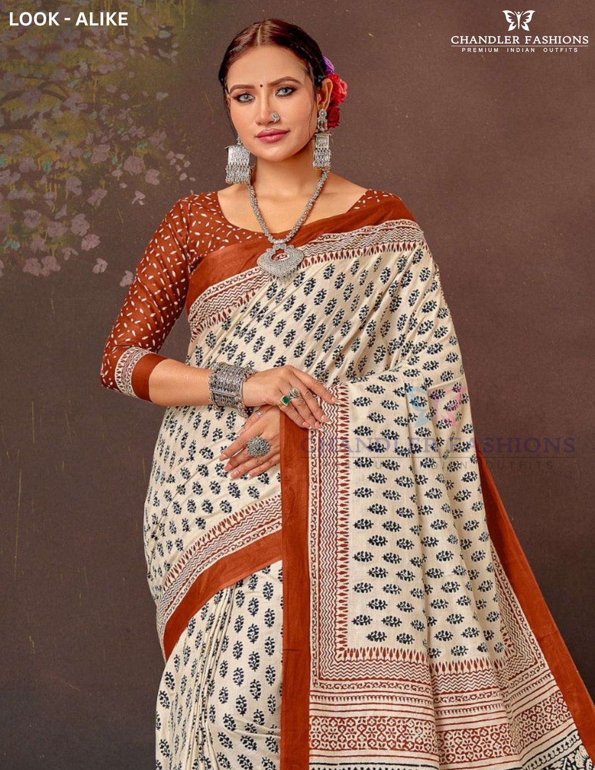 Light Beige Color Mul Mul Cotton With Printed Work Saree Near Me