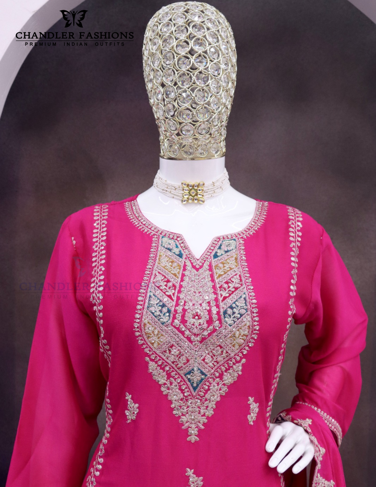 Pink Color With Embroidery Work Palazzo Suit In USA