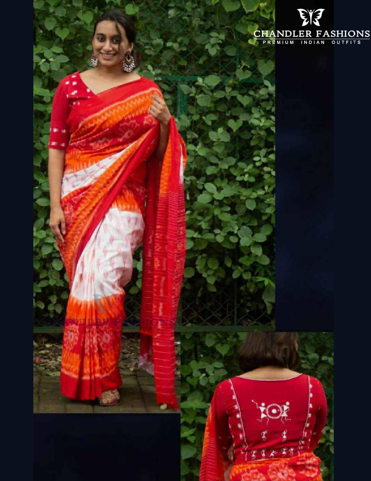 Beautiful Red And White Color with Digital Printed Linen Saree For Women