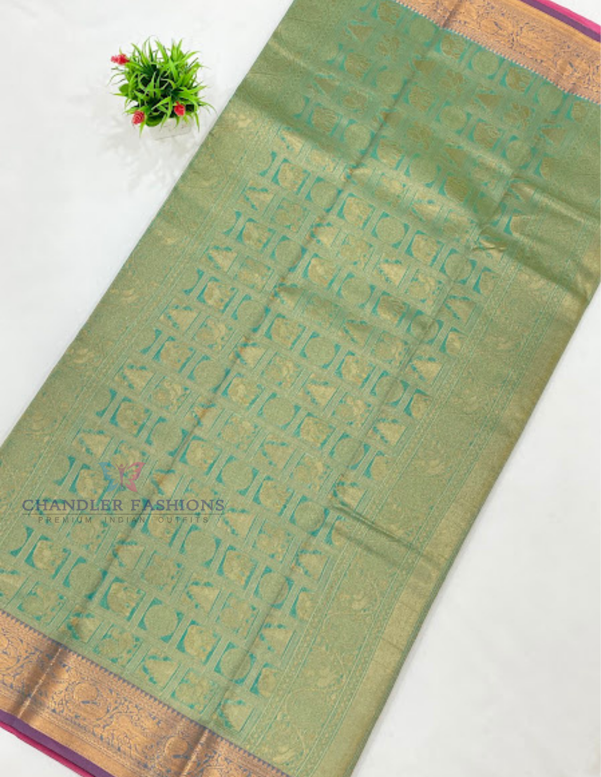 Peach Color Cotton With Zari Work Saree In Mesa
