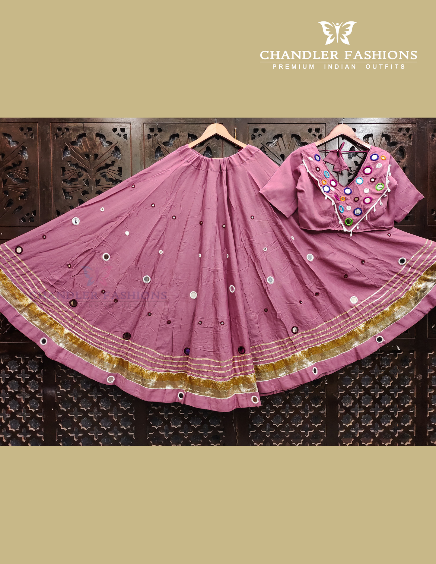 Elegant Pink Color Rayon Cotton With Mirror Work Skirt For Women