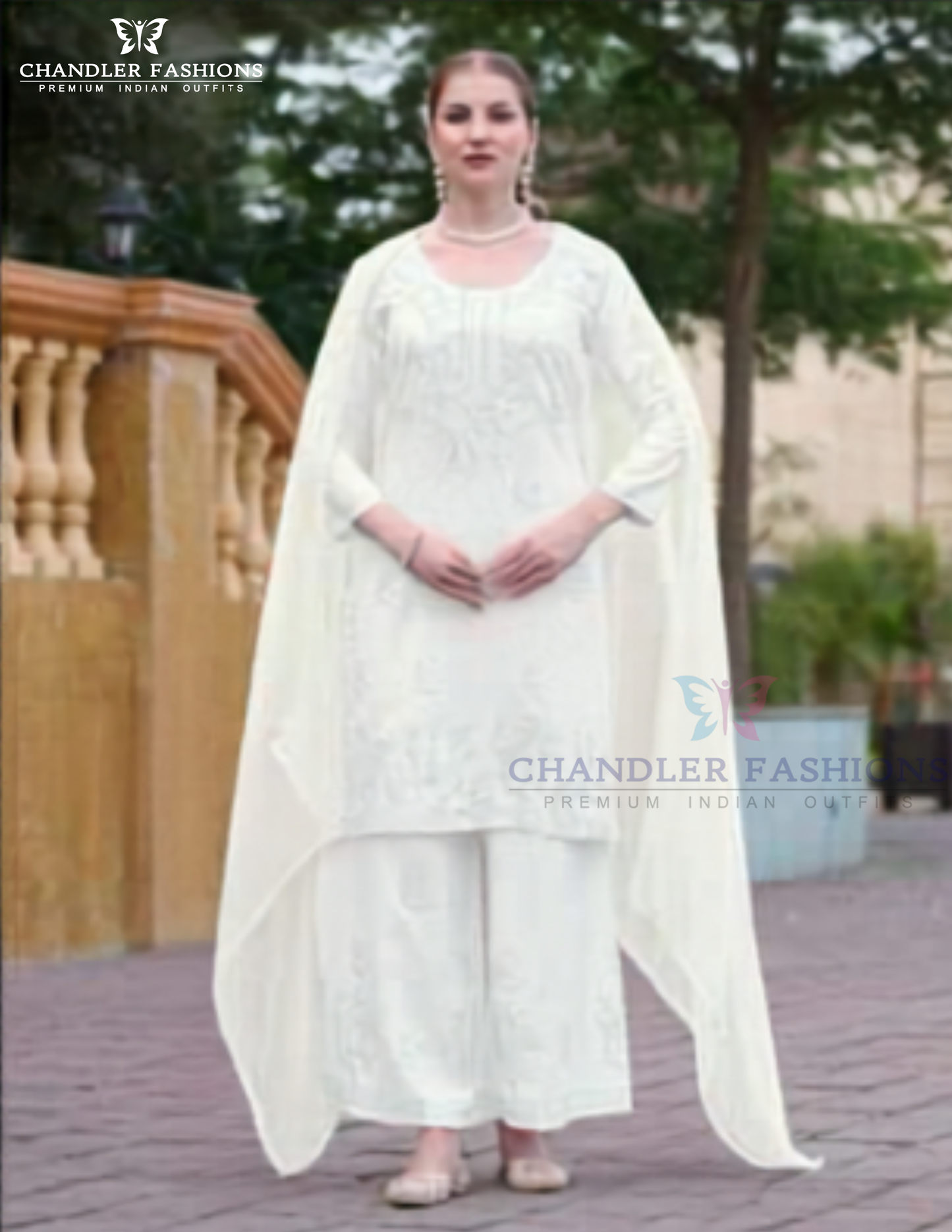 Stunning White Color Rayon With Embroidery Work Palazzo Suits With Dupatta For Women
