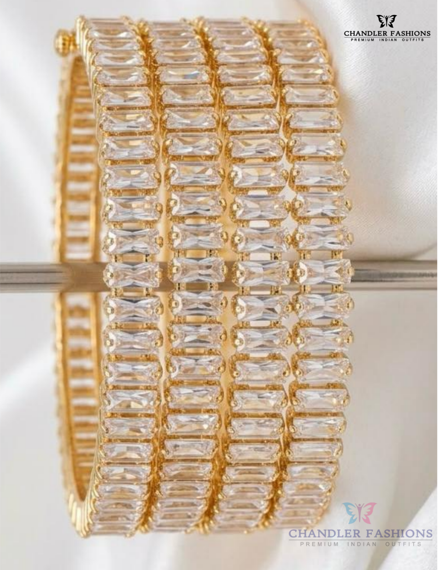 Alluring White Color Stones American Diamond Bangles For Women