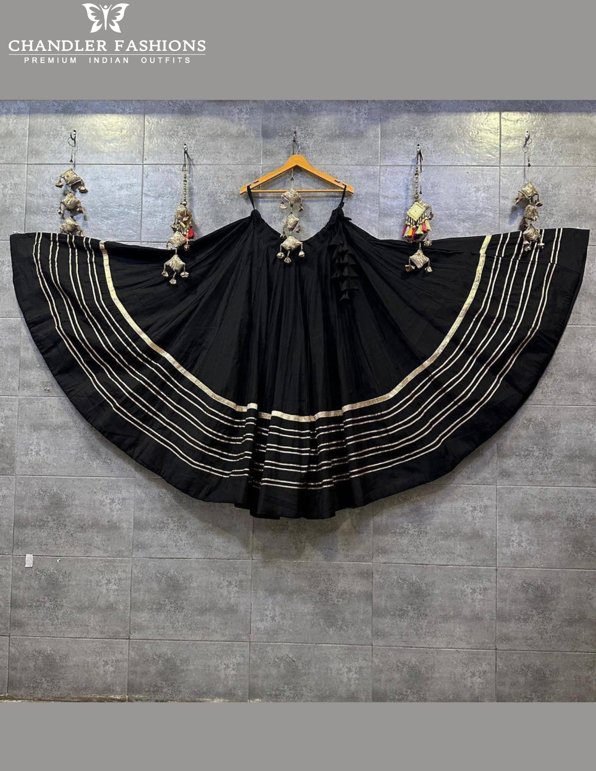 Wondlerful Black Color Rayon Cotton With Zari Work Skirts For Women