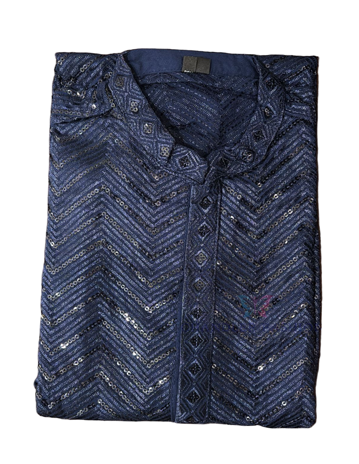 Beautiful Dark Blue Color Soft Silk With Sequins Work Kurta Suits For Men