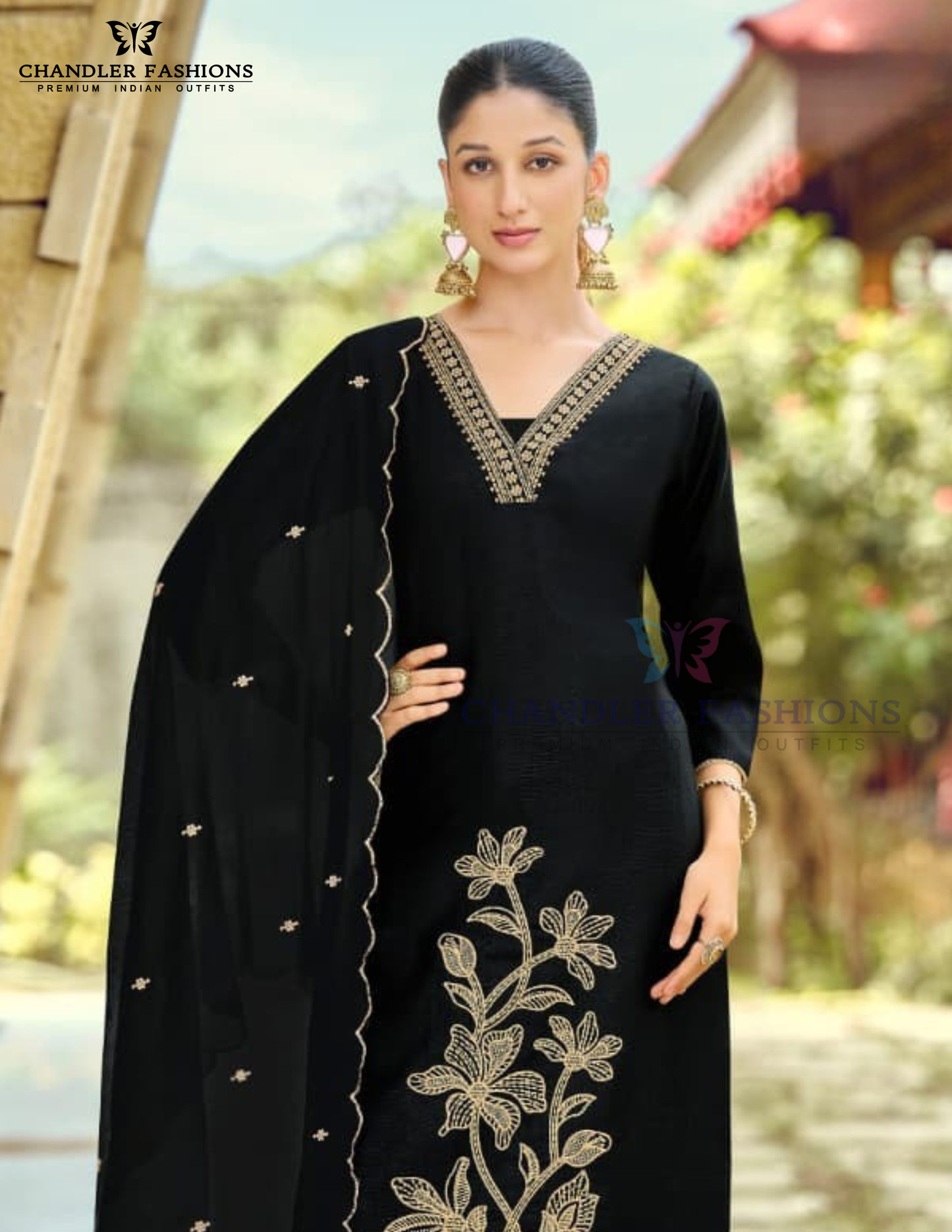Black Color Embroidery Work Salwar Suits Near Me
