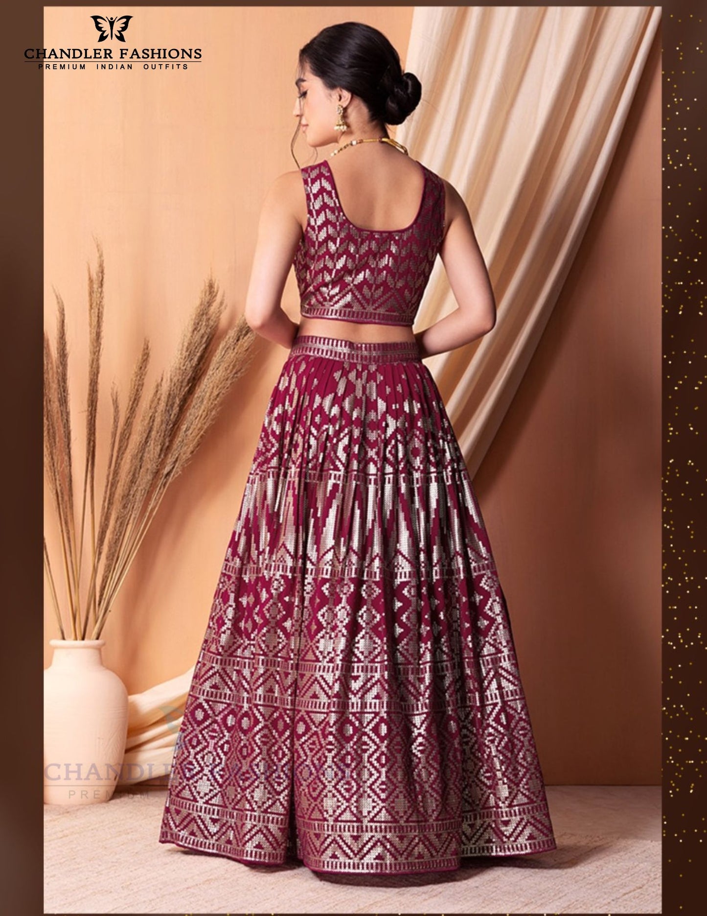 Dark Pink Color Georgette Lehenga Choli In Surprise