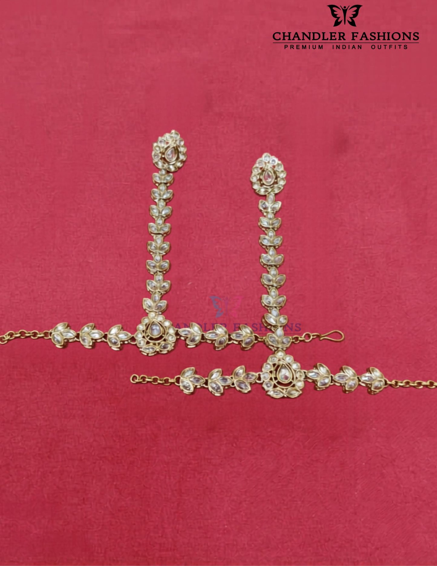 Amazing Gold Color And White Stones Gold Plated With Hand Chain