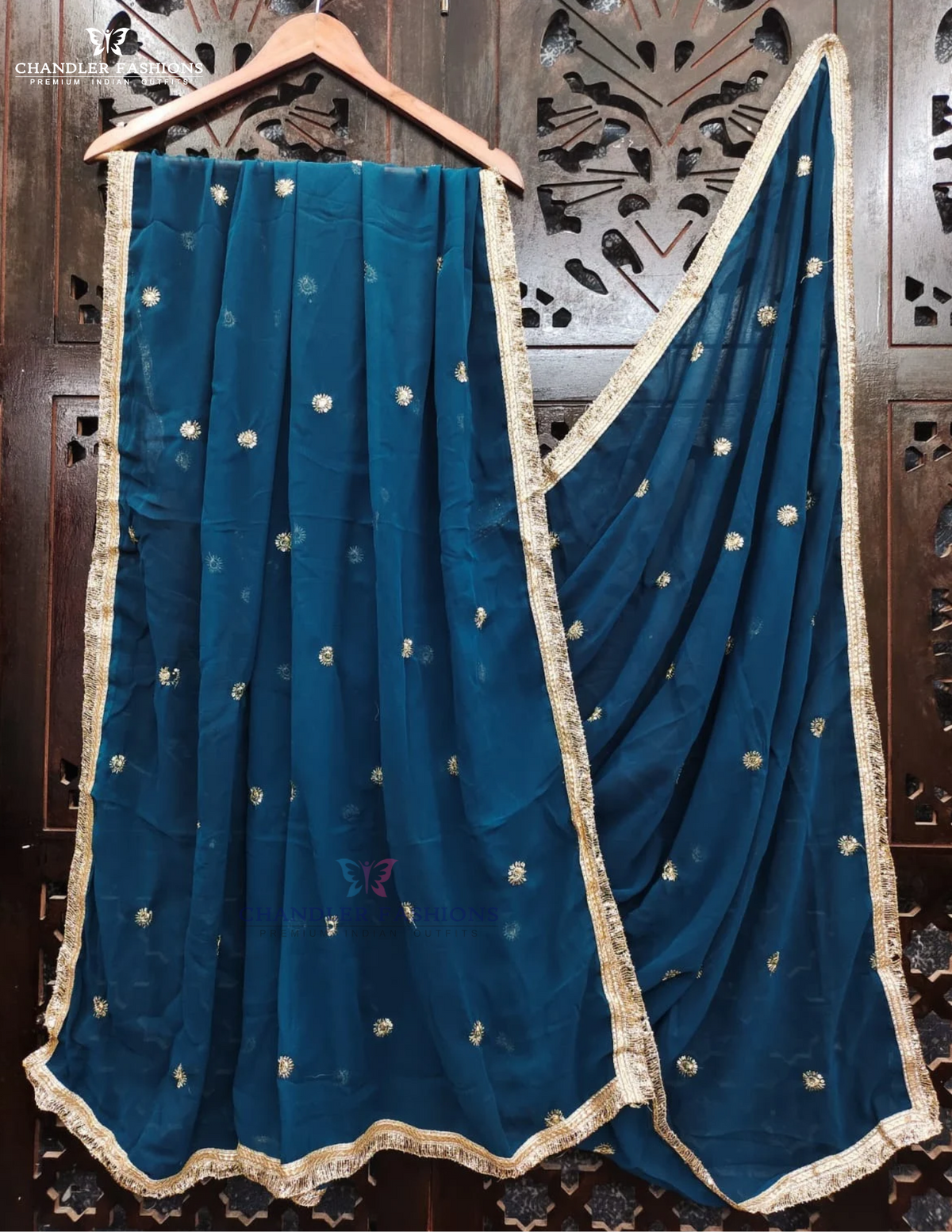 Wonderful Blue Color Georgette With Embroidery Work Dupatta For Women