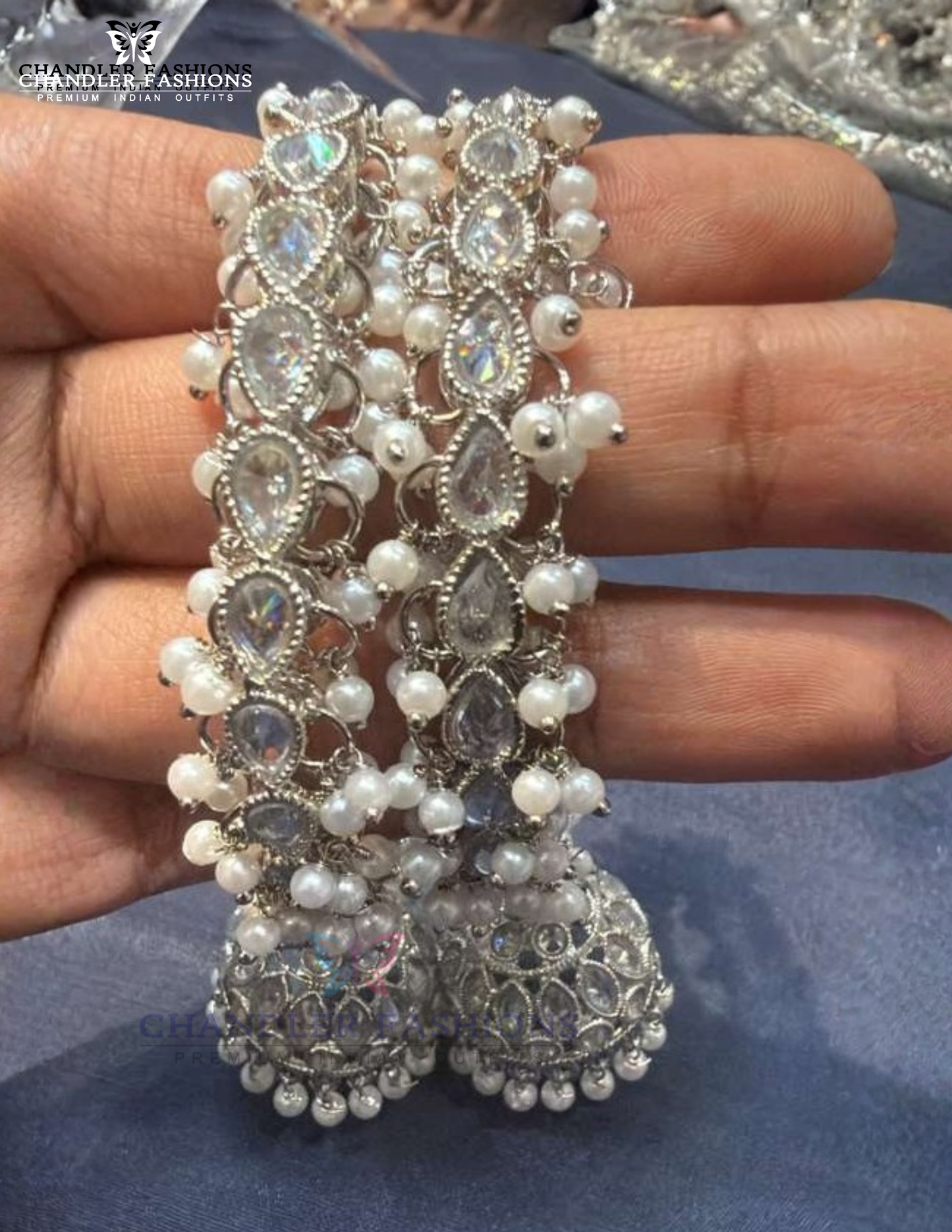 White Color Stones And Pearls With American Diamond Bangles Near Me