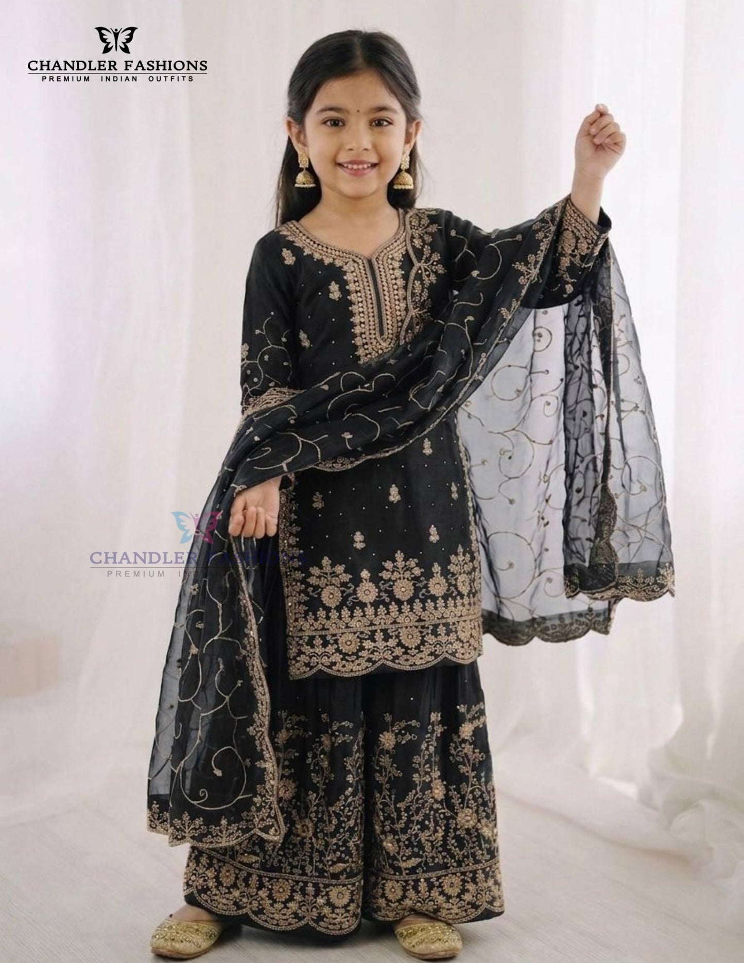 Fantastic Black Color Georgette Embroidery Work Sharara Suit Near Me