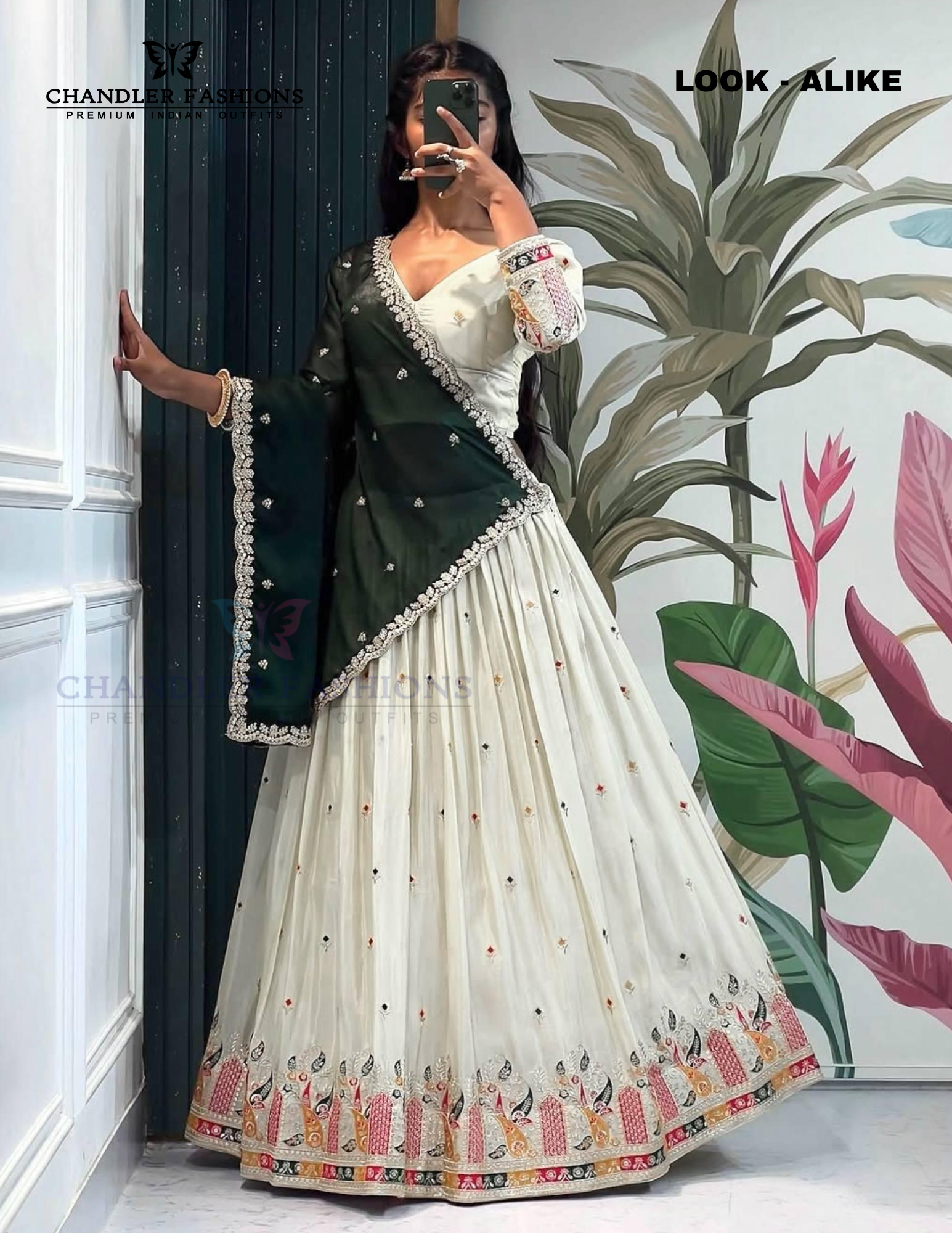 Beautiful Off White Color Embroidery Work Lehenga Choli With Dupatta For Women