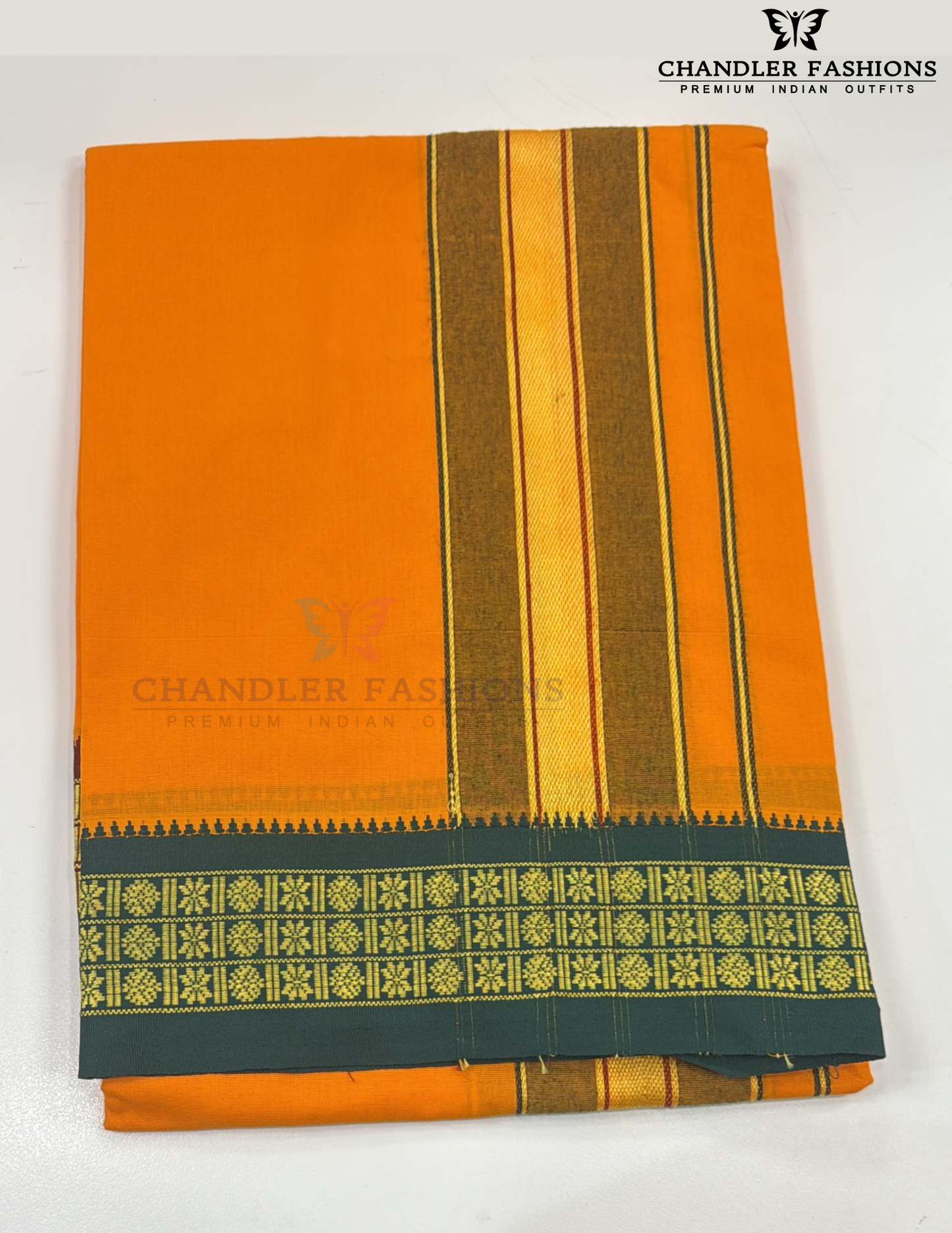 Wonderful Orange Color Premium Cotton Dhoti For Men's
