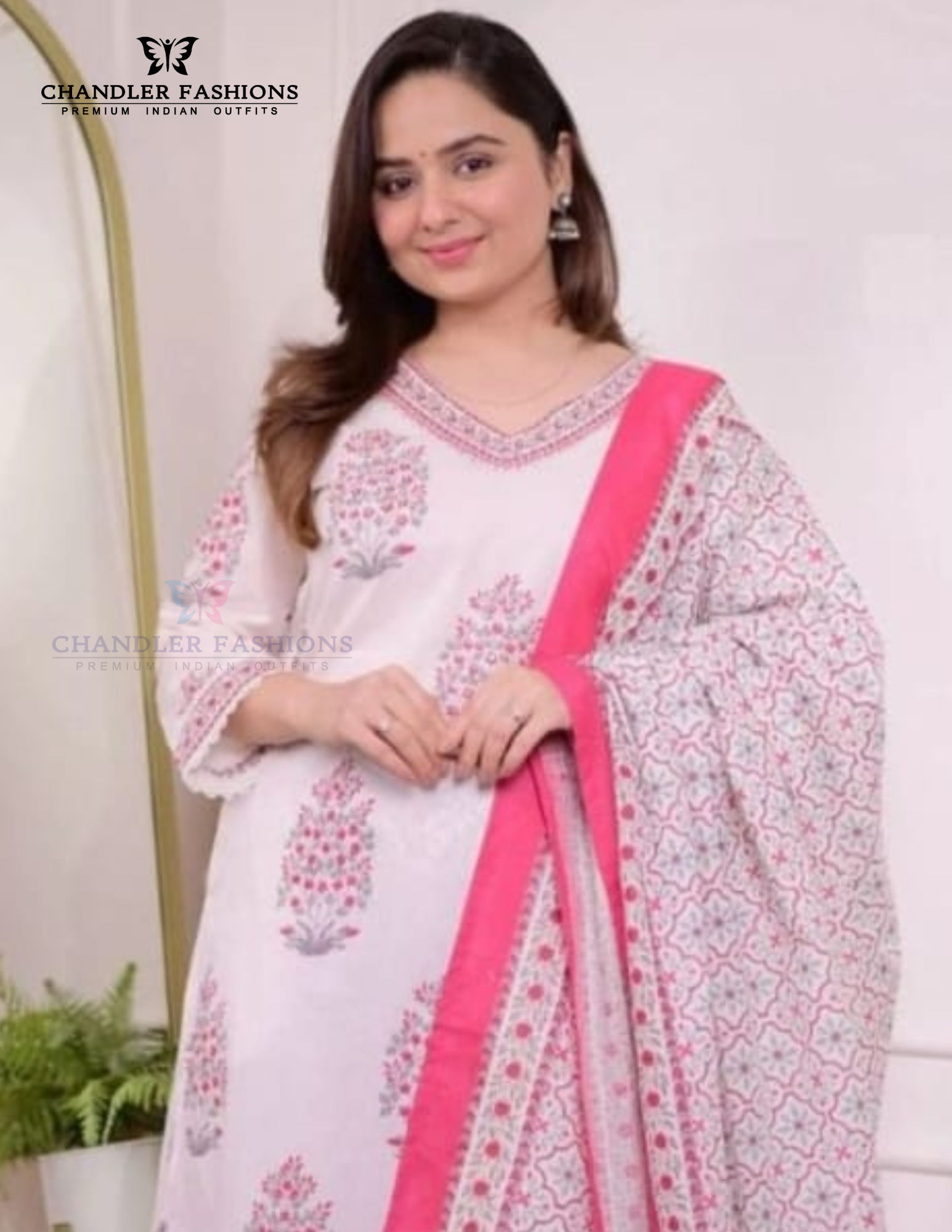 Attractive Pink Color Cotton Printed Work Salwar Suits With Dupatta Set Near Me