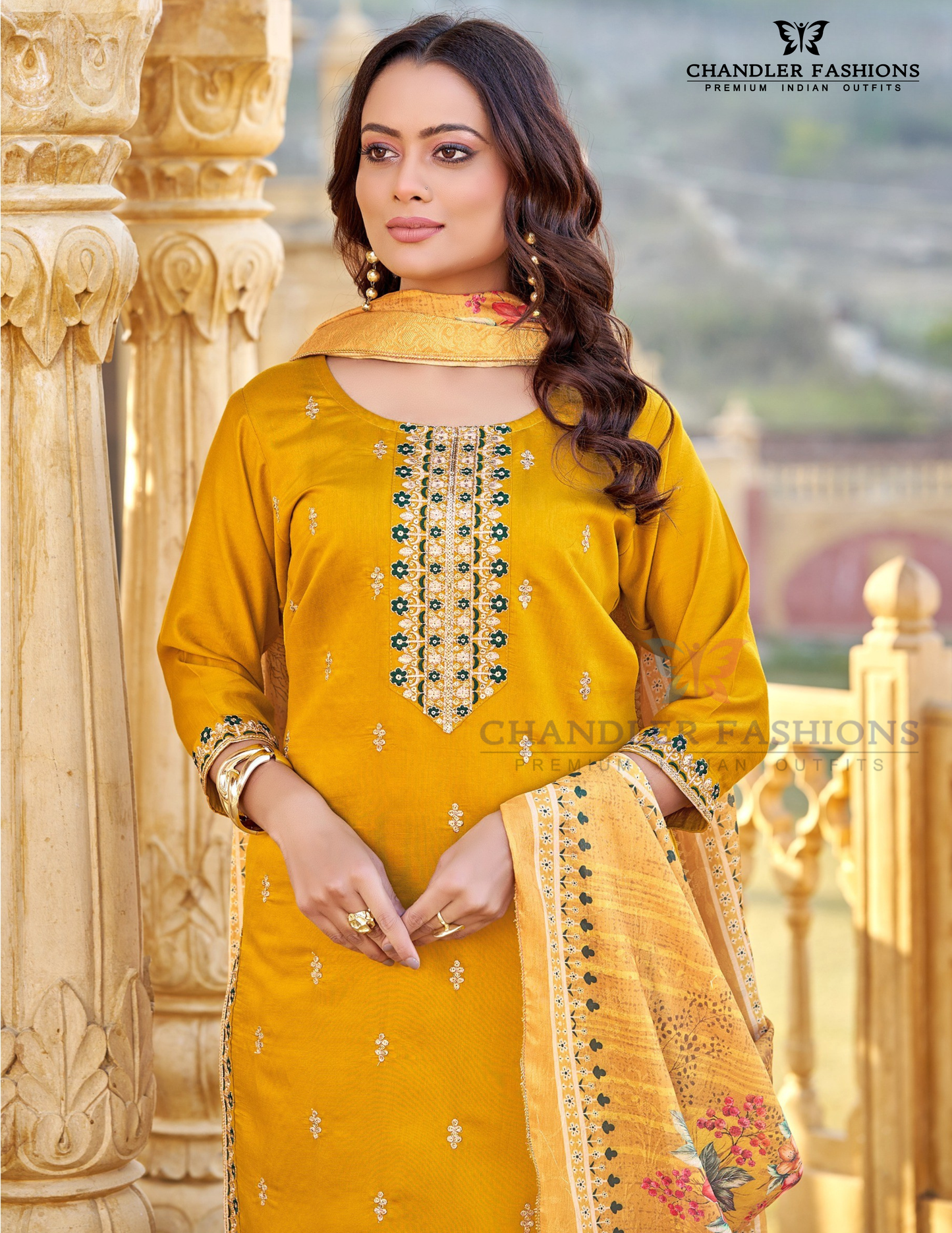 Yellow Color Embroidery And Sequins Work Salwar Suits Near Me
