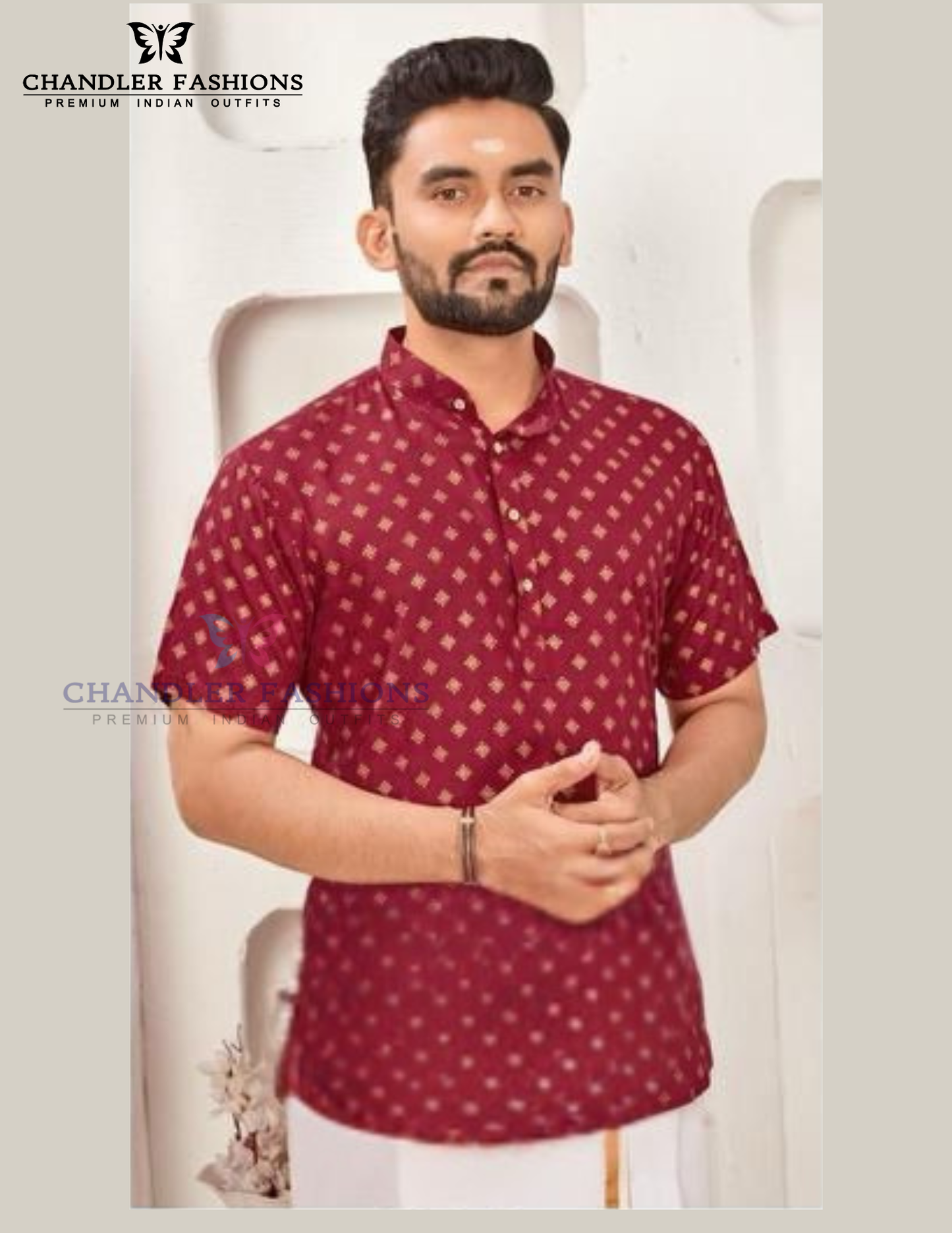 Wonderful Maroon Color Cotton Short Kurta For Men
