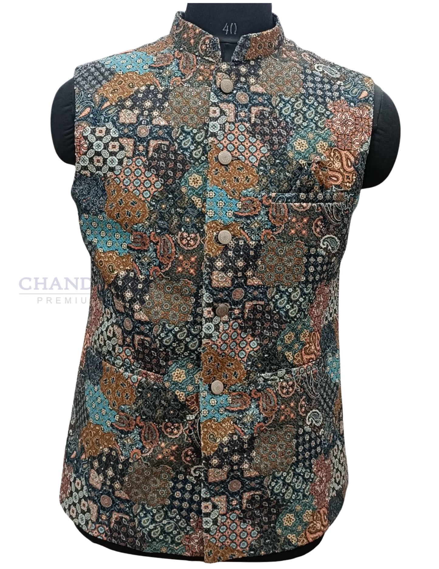 Fabulous Multicolor Silk With Self Design Men's Jacket