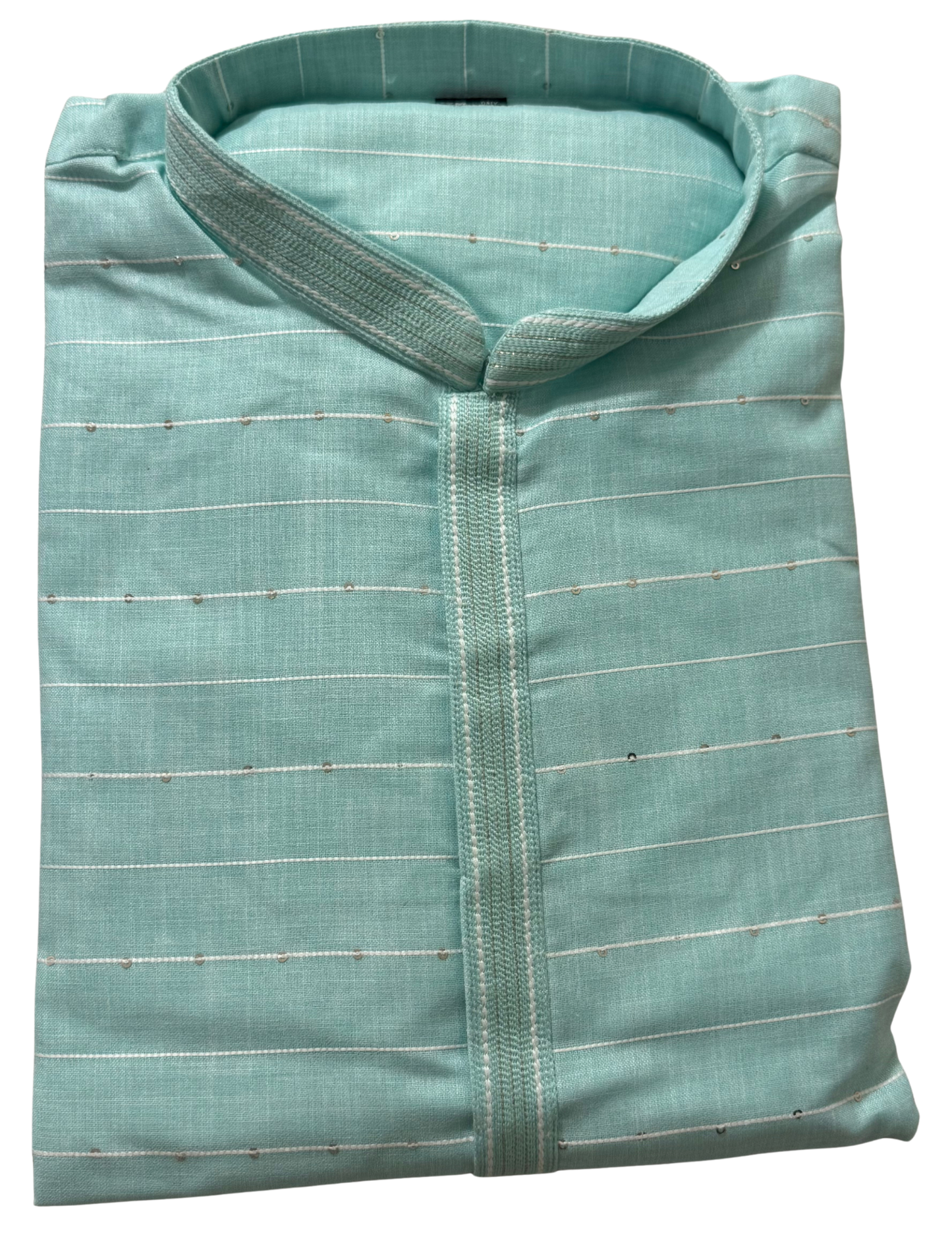 Beautiful Sea Green Color Cotton Men's Kurta With Pajama Pant Near Me