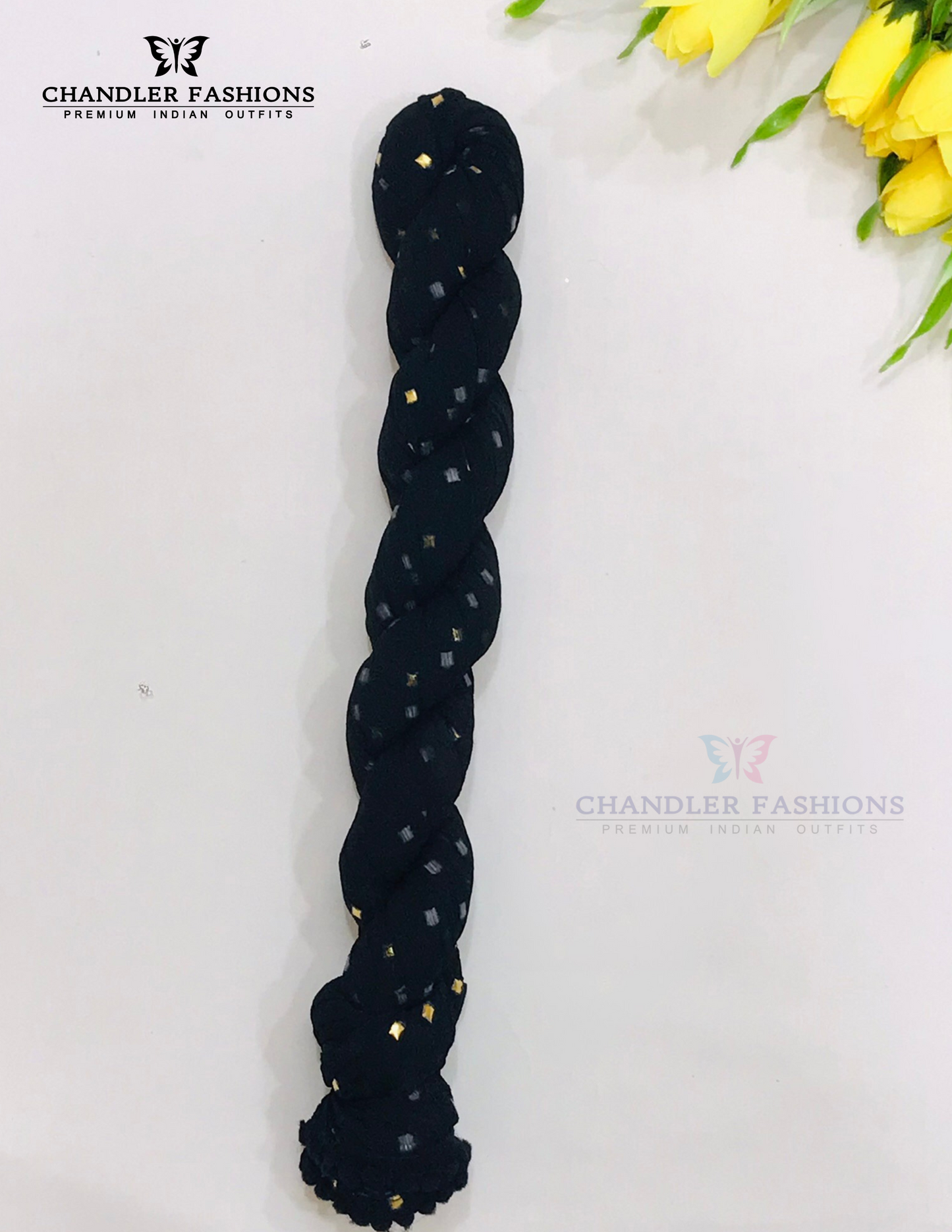 Beautiful Black Colored Chiffon With Gold Printed Dupatta For Women
