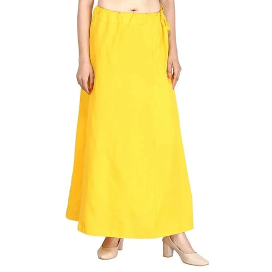 Charming Yellow Color Cotton Border Embroidery Work Petticoat For Women