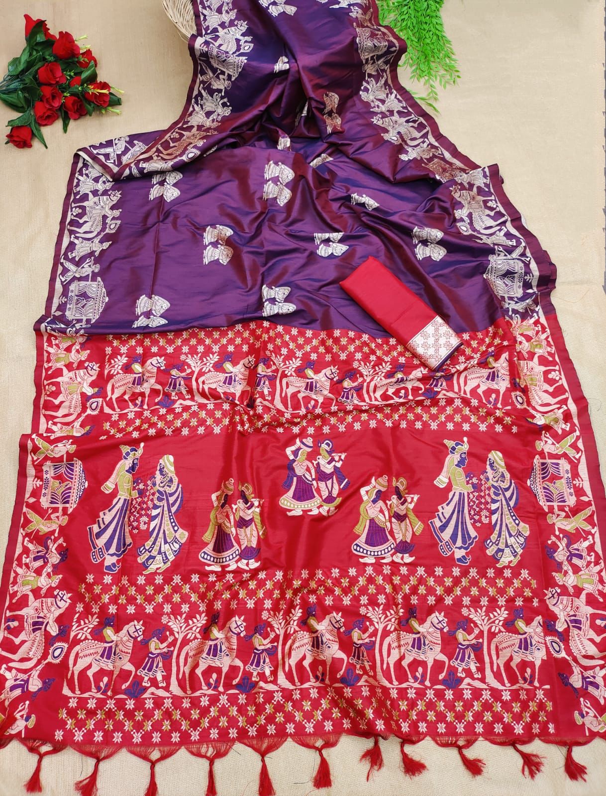 Purple Raw Silk Sarees Near me