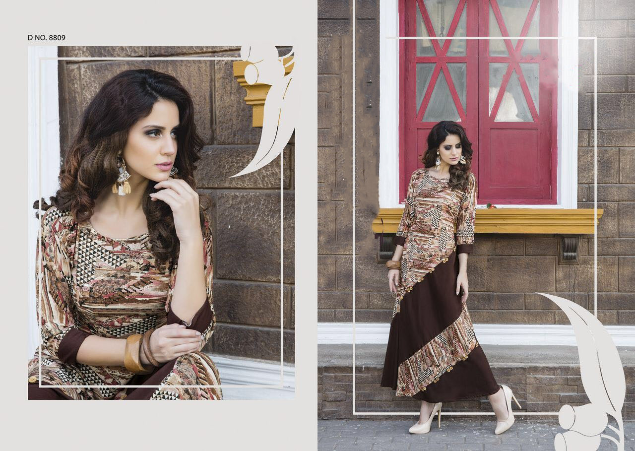 Rayon With Indo Western Long Printed KurtiIn Tempe