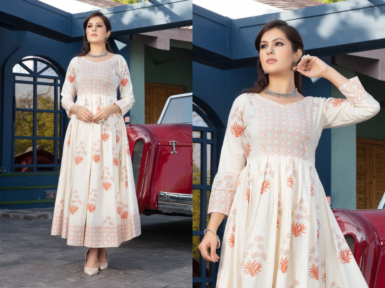 Red Floral Printed Gowns in Peoria