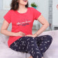 Women's Hot Pink and Blue Cotton Printed Night wear near me
