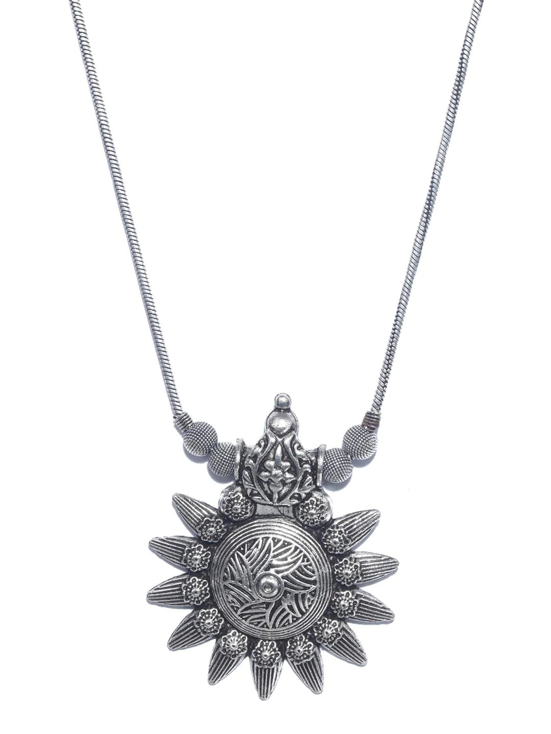 Silver Plated Long Chain With Flower Pendant In USA