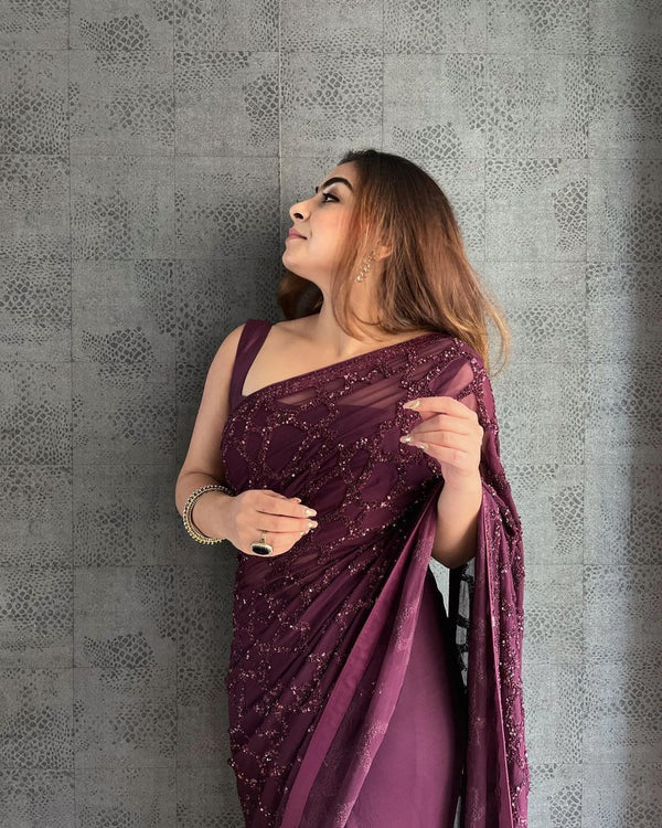 Sequins work Designer Sarees in USA